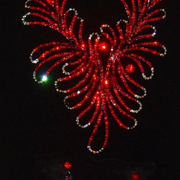 Rhinestone and Black Japanned Necklace and Earring - Picture 11 of 16